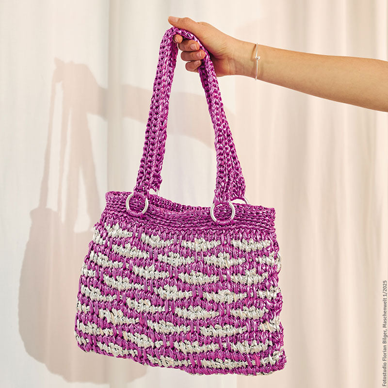 Gehäkelte Tasche "Leder Look Glitter" 109328.17