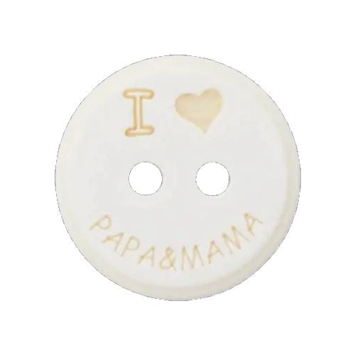 Knopf I love Papa & Mama natur