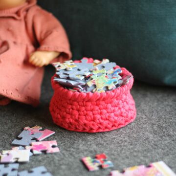 Gehäkeltes Körbchen "Ella" 765146 himbeer