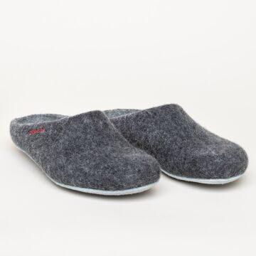 Merino-Hausschuh mit Ledersohle "anthrazit"